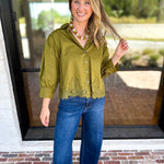 Work to Happy Hour Blouse - Martini Olive-200 Fashion Blouses-ENTRO-July & June Women's Fashion Boutique Located in San Antonio, Texas