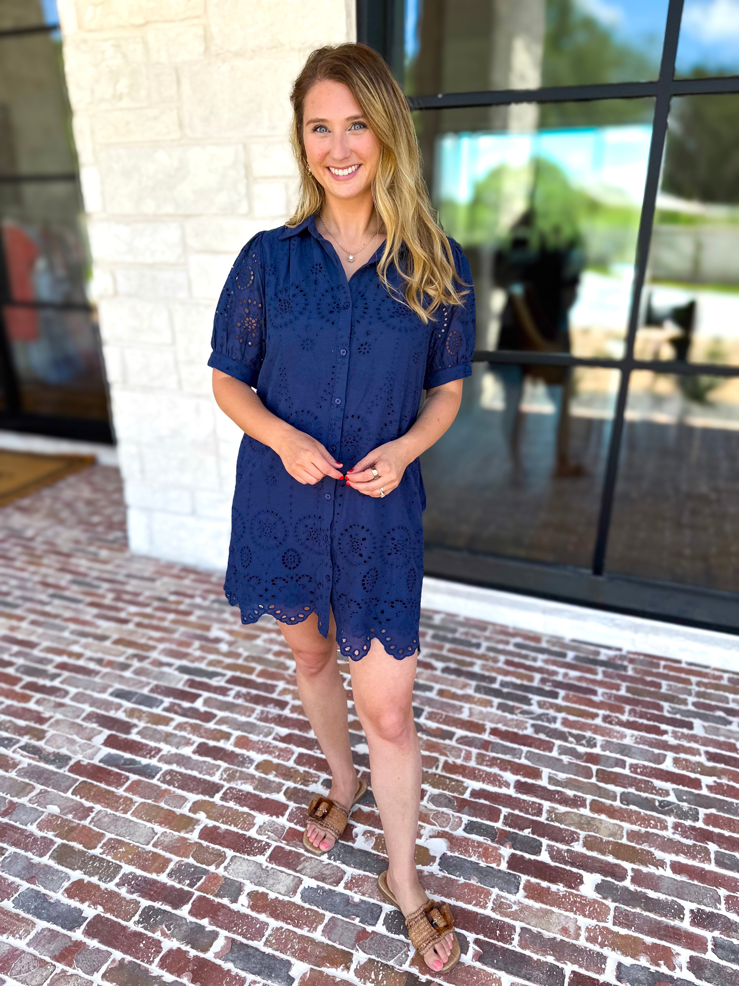 Seagrove Navy Mini Dress-510 Mini-JODIFL-July & June Women's Fashion Boutique Located in San Antonio, Texas