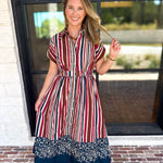 Simply Classic Stripe & Floral Midi Dress-500 Midi-TCEC-July & June Women's Fashion Boutique Located in San Antonio, Texas