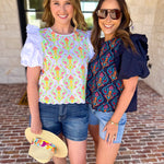 Spring Celebration Blouse - Navy-200 Fashion Blouses-JODIFL-July & June Women's Fashion Boutique Located in San Antonio, Texas