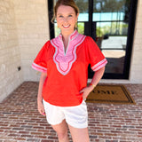 THML - Sunburst & Pink Blouse-200 Fashion Blouses-THML-July & June Women's Fashion Boutique Located in San Antonio, Texas