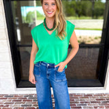 Casual Staples V-Neck Top - Kelly Green-210 Casual Blouses-ENTRO-July & June Women's Fashion Boutique Located in San Antonio, Texas