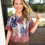 Sandstorm Lace Trim Blouse-200 Fashion Blouses-TCEC-July & June Women's Fashion Boutique Located in San Antonio, Texas