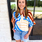 Piper Abstract Stripe Blouse-200 Fashion Blouses-ENTRO-July & June Women's Fashion Boutique Located in San Antonio, Texas