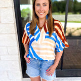 Piper Abstract Stripe Blouse-200 Fashion Blouses-ENTRO-July & June Women's Fashion Boutique Located in San Antonio, Texas