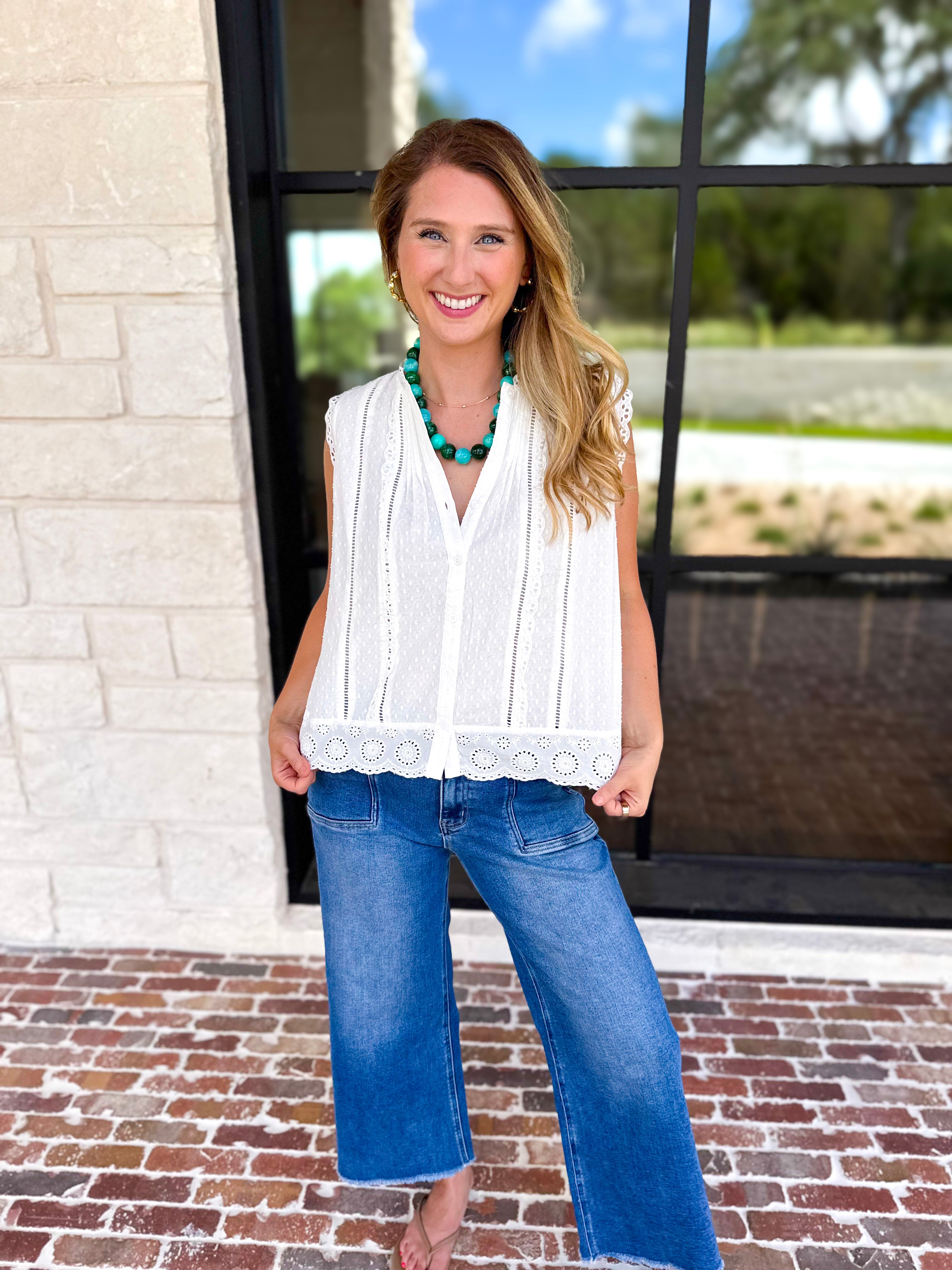 Feminine Ivory Lace Blouse-200 Fashion Blouses-FATE-July & June Women's Fashion Boutique Located in San Antonio, Texas