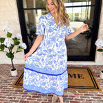 Mary Square - Porcelain Vines Midi Dress-500 Midi-MARY SQUARE-July & June Women's Fashion Boutique Located in San Antonio, Texas