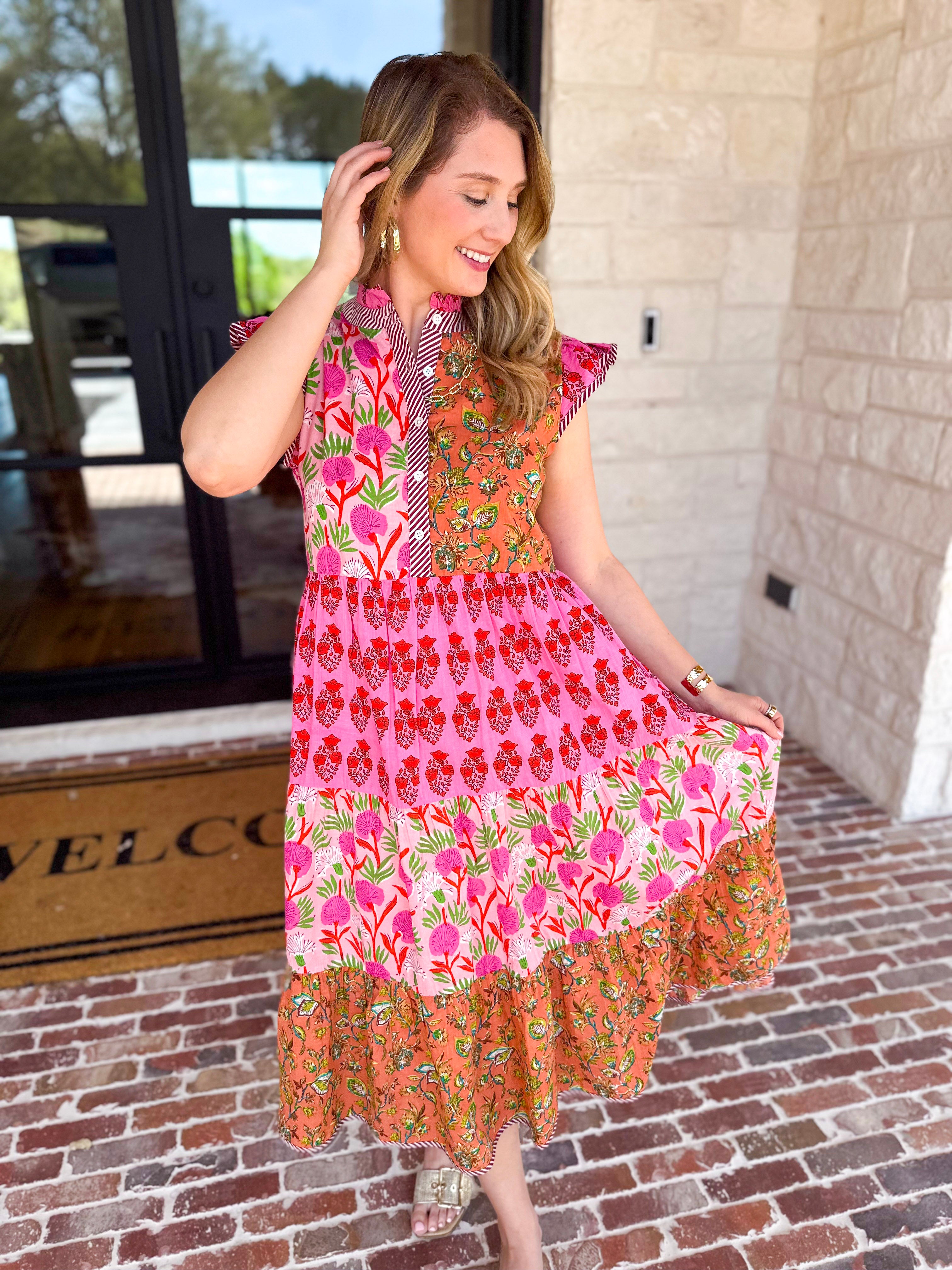 THML - Bold Garden Midi Dress-500 Midi-THML-July & June Women's Fashion Boutique Located in San Antonio, Texas