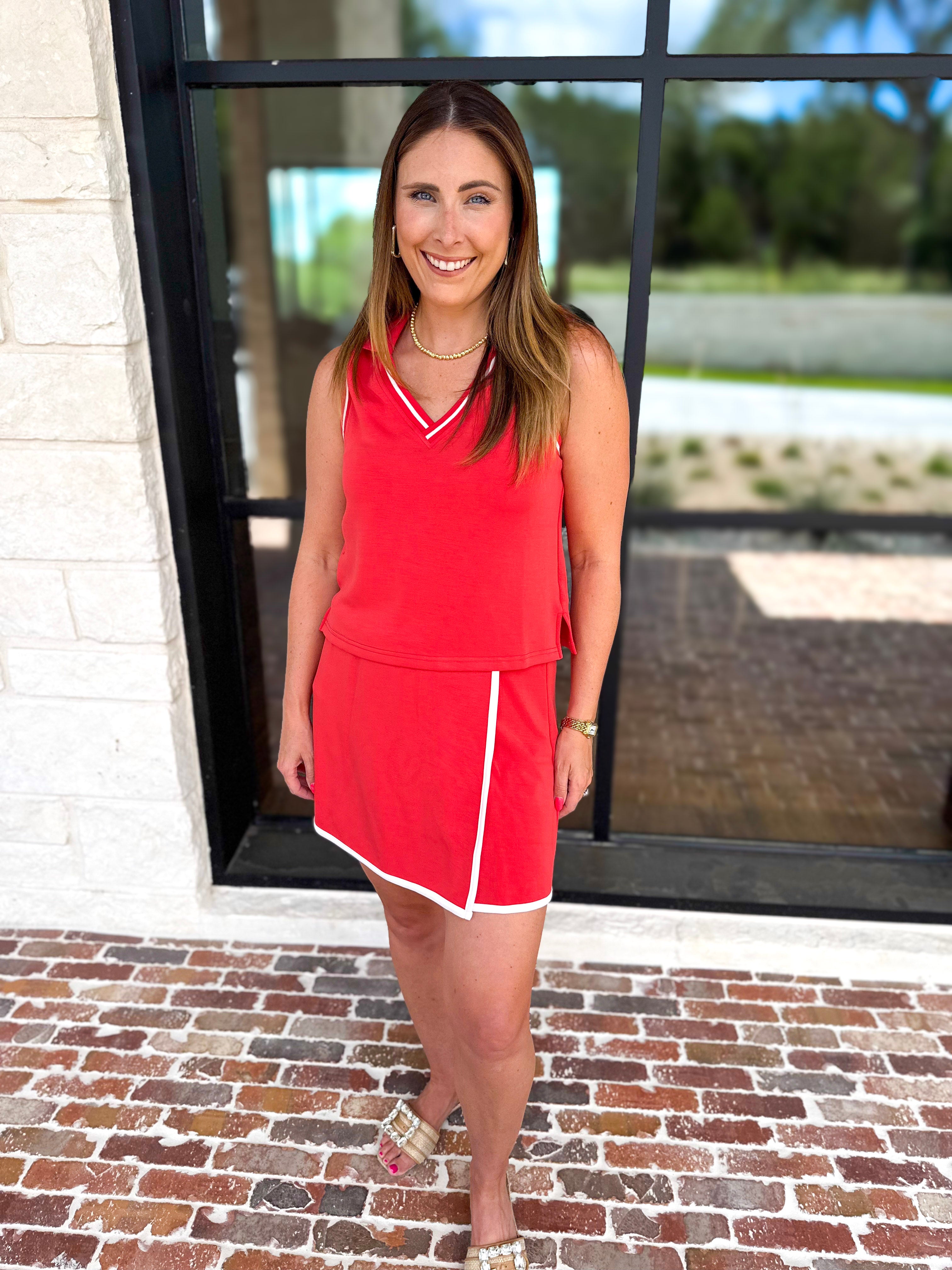 The Sunday Stroll Athleisure Tank - Red-300 Athleisure/Lounge-SKIES ARE BLUE-July & June Women's Fashion Boutique Located in San Antonio, Texas