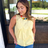 Sheer Details Tank - Butter-200 Fashion Blouses-FATE-July & June Women's Fashion Boutique Located in San Antonio, Texas