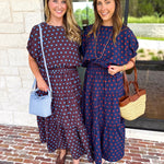 Darling in Dots Set - Brown & Blue-500 Midi-ENTRO-July & June Women's Fashion Boutique Located in San Antonio, Texas