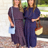 Darling in Dots Set - Brown & Blue-500 Midi-ENTRO-July & June Women's Fashion Boutique Located in San Antonio, Texas