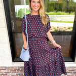Darling in Dots Set - Brown & Blue-500 Midi-ENTRO-July & June Women's Fashion Boutique Located in San Antonio, Texas