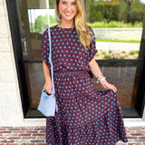 Darling in Dots Set - Brown & Blue-500 Midi-ENTRO-July & June Women's Fashion Boutique Located in San Antonio, Texas