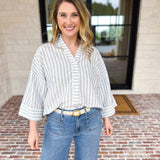 Comfy Coastal Button Down - Sage-200 Fashion Blouses-IN FEBRUARY-July & June Women's Fashion Boutique Located in San Antonio, Texas