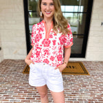 The Anderson Blouse - Red-200 Fashion Blouses-POLOGRAM-July & June Women's Fashion Boutique Located in San Antonio, Texas