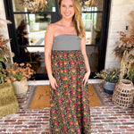 Floral & Stripes Strapless Maxi Dress-500 Midi-TCEC-July & June Women's Fashion Boutique Located in San Antonio, Texas