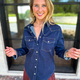 Liverpool - The Dakota Denim Button Down-200 Fashion Blouses-LIVERPOOL JEANS COMPANY-July & June Women's Fashion Boutique Located in San Antonio, Texas