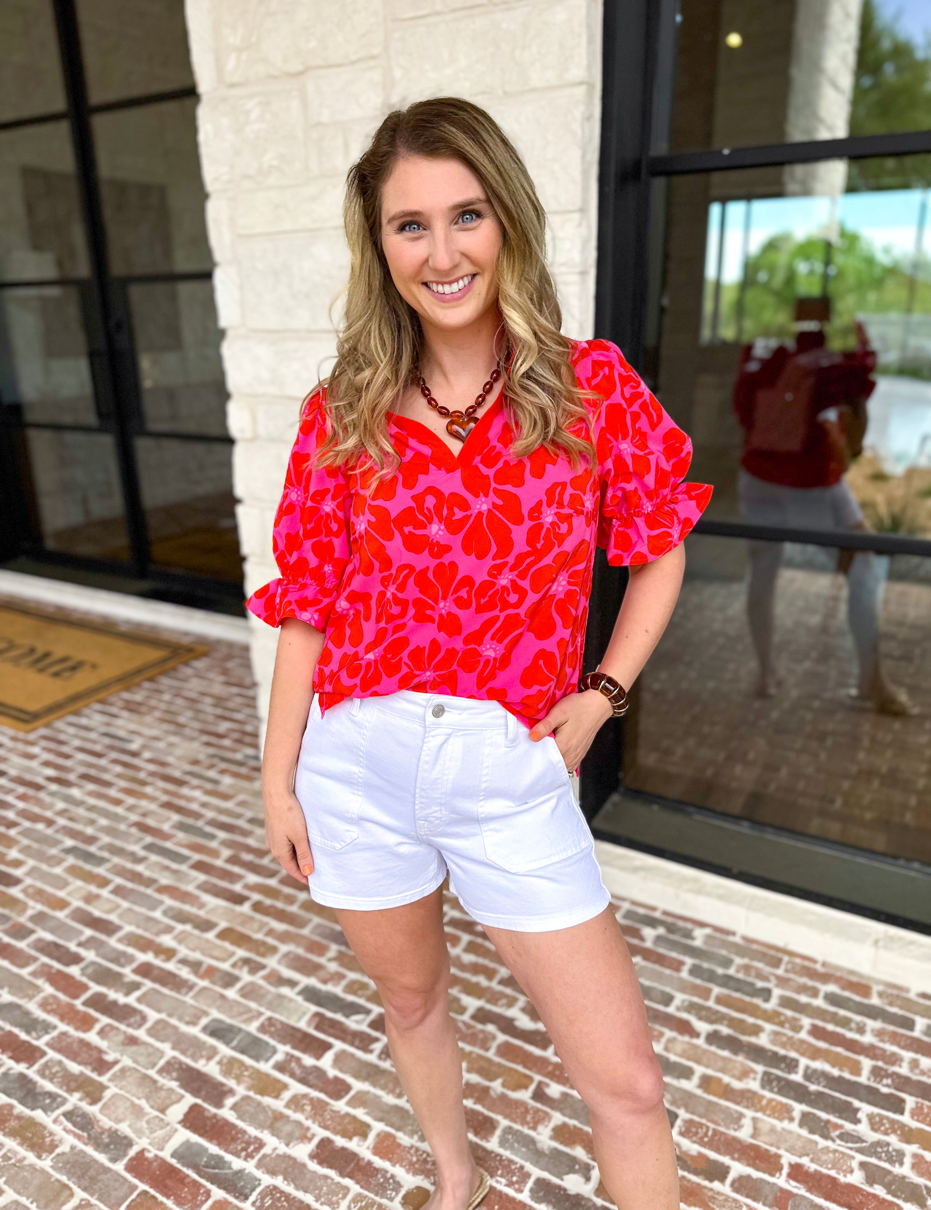 Mary Square - Jessica Blouse - Samba Garden-200 Fashion Blouses-MARY SQUARE-July & June Women's Fashion Boutique Located in San Antonio, Texas