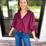The Campbell Button Down Blouse - Merlot-200 Fashion Blouses-ENTRO-July & June Women's Fashion Boutique Located in San Antonio, Texas