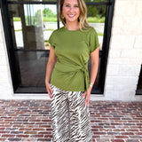 Essentials Knotted Blouse - Kiwi-200 Fashion Blouses-ENTRO-July & June Women's Fashion Boutique Located in San Antonio, Texas