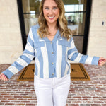 Sky’s The Limit Collared Sweater-230 Sweaters/Cardis-ALLIE ROSE-July & June Women's Fashion Boutique Located in San Antonio, Texas