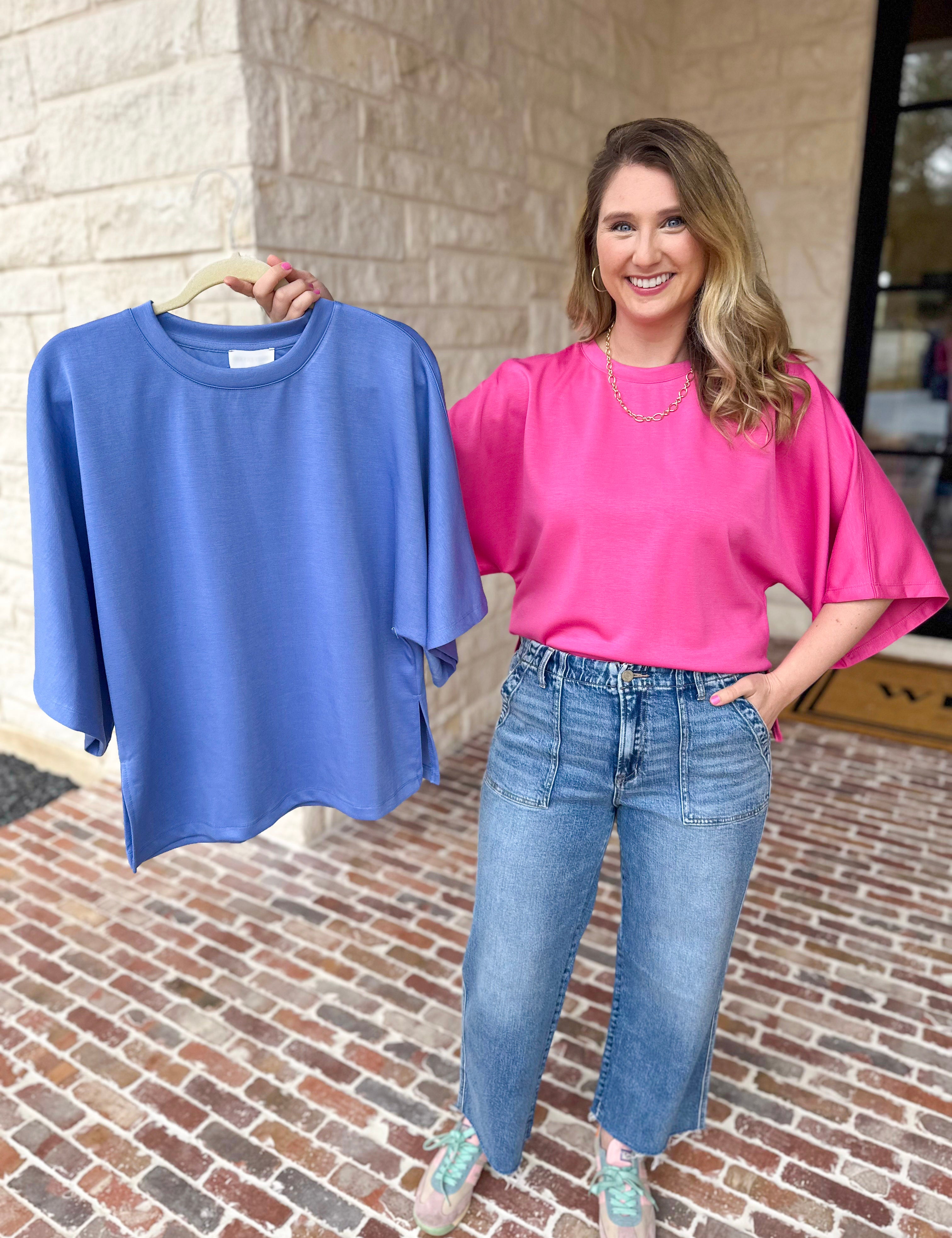 Easy Oversized Knit Top - Pink-230 Sweaters/Cardis-ENTRO-July & June Women's Fashion Boutique Located in San Antonio, Texas