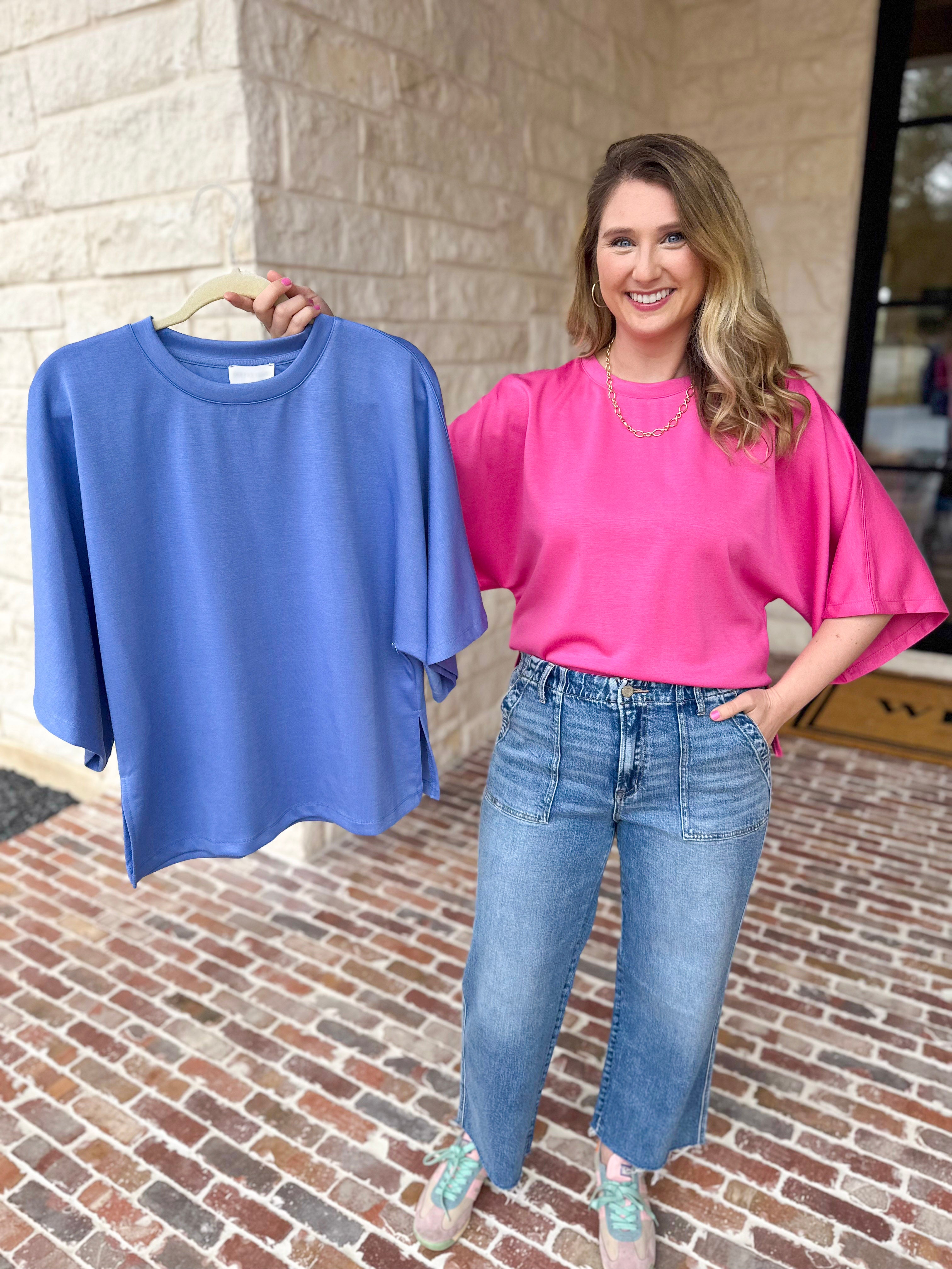 Easy Oversized Knit Top - Pink-230 Sweaters/Cardis-ENTRO-July & June Women's Fashion Boutique Located in San Antonio, Texas