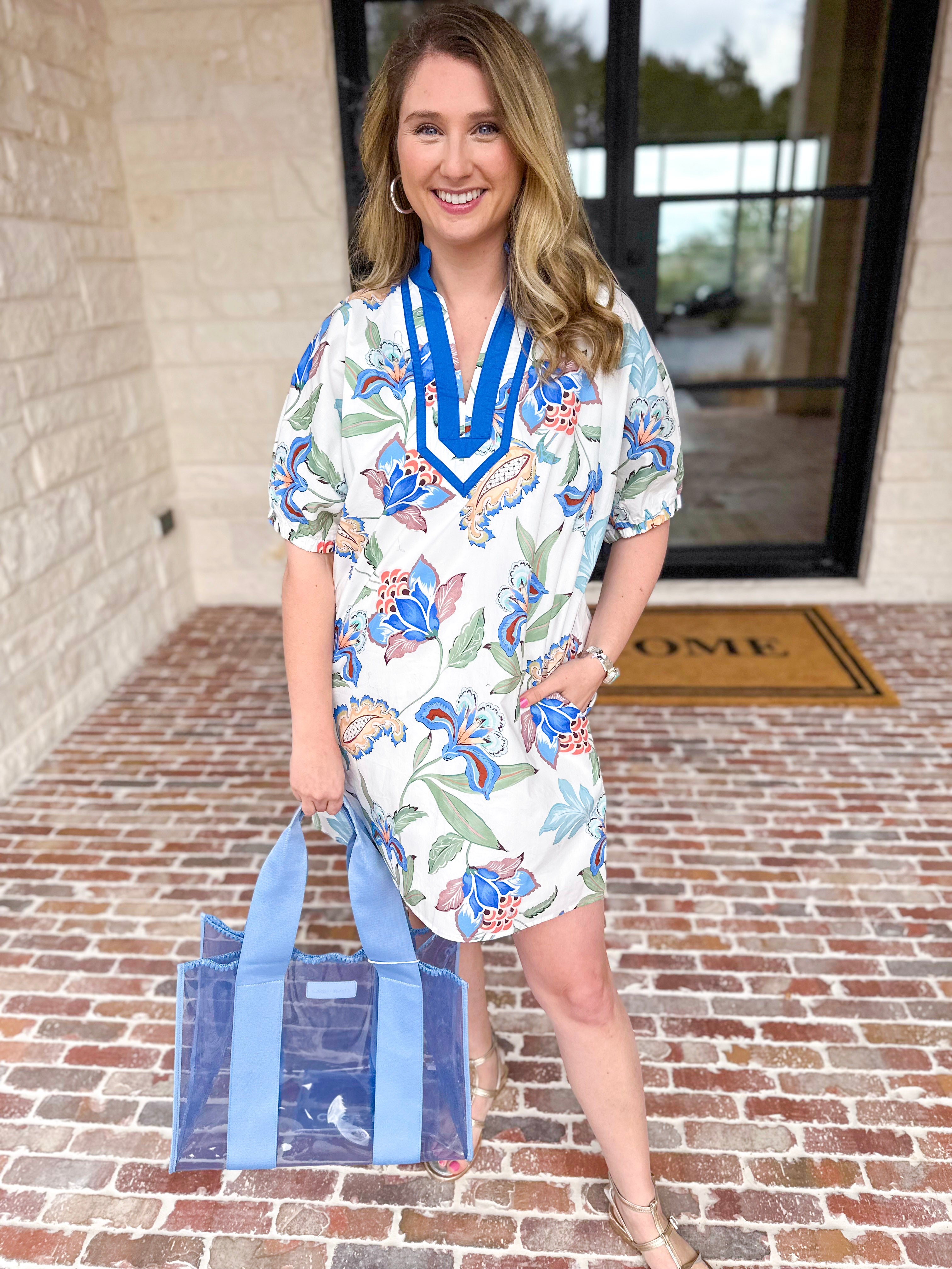 Blue Paisley Mini Dress-510 Mini-ENTRO-July & June Women's Fashion Boutique Located in San Antonio, Texas