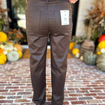 Chocolate Faux Leather Straight Leg Pants-420 Denim-HIDDEN JEANS-July & June Women's Fashion Boutique Located in San Antonio, Texas