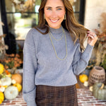 The Daily Mock Neck Sweater - Charcoal-230 Sweaters/Cardis-SKIES ARE BLUE-July & June Women's Fashion Boutique Located in San Antonio, Texas