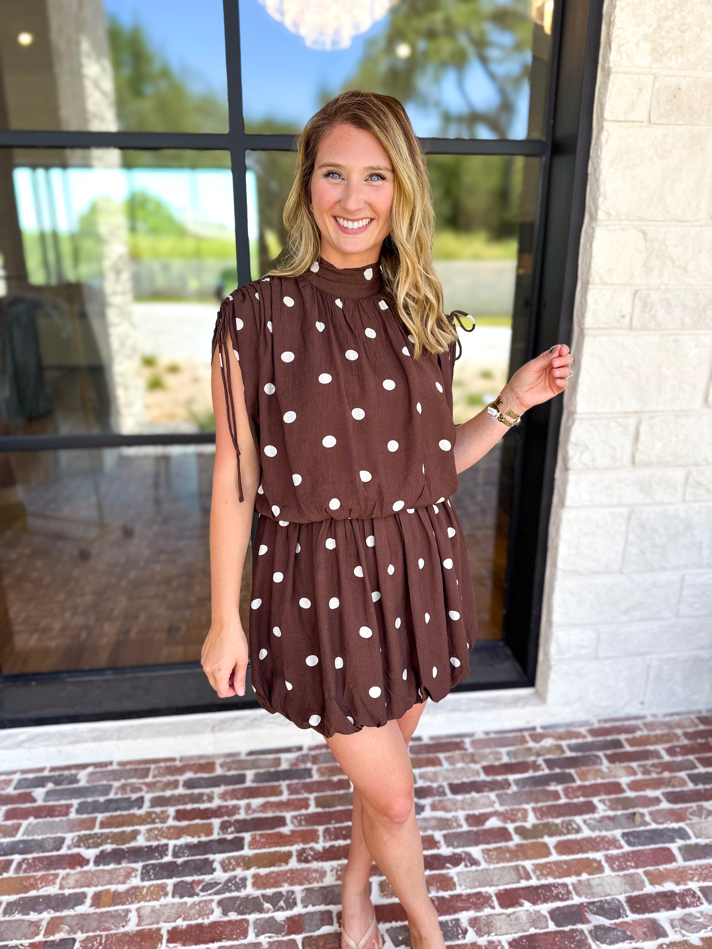 Flirty Polka Dot Mini Dress-510 Mini-ENTRO-July & June Women's Fashion Boutique Located in San Antonio, Texas
