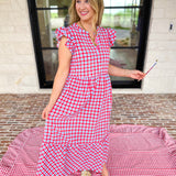 Mary Square - Elaine Gingham Midi Dress-MARY SQUARE-July & June Women's Fashion Boutique Located in San Antonio, Texas