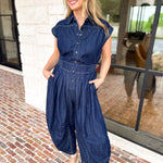Denim Parachute Jumpsuit-500 Midi-RAE MODE-July & June Women's Fashion Boutique Located in San Antonio, Texas