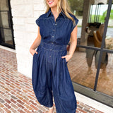 Denim Parachute Jumpsuit-500 Midi-RAE MODE-July & June Women's Fashion Boutique Located in San Antonio, Texas