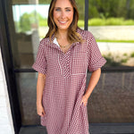 Fall Transition Mini Dress - Red Bean-510 Mini-ENTRO-July & June Women's Fashion Boutique Located in San Antonio, Texas