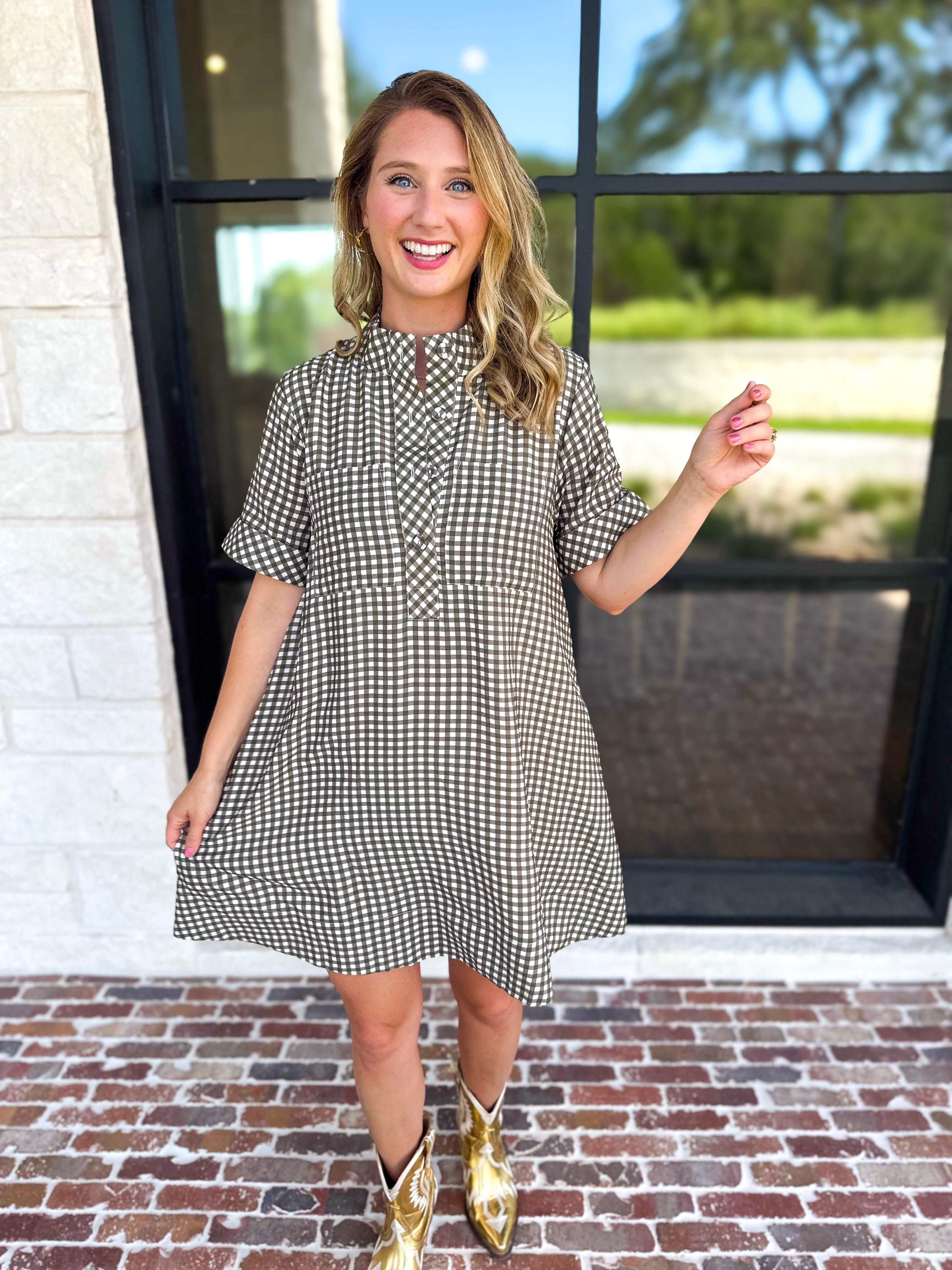 Fall Transition Mini Dress - Olive-510 Mini-ENTRO-July & June Women's Fashion Boutique Located in San Antonio, Texas