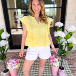 Lemon Drop Blouse-200 Fashion Blouses-IN FEBRUARY-July & June Women's Fashion Boutique Located in San Antonio, Texas