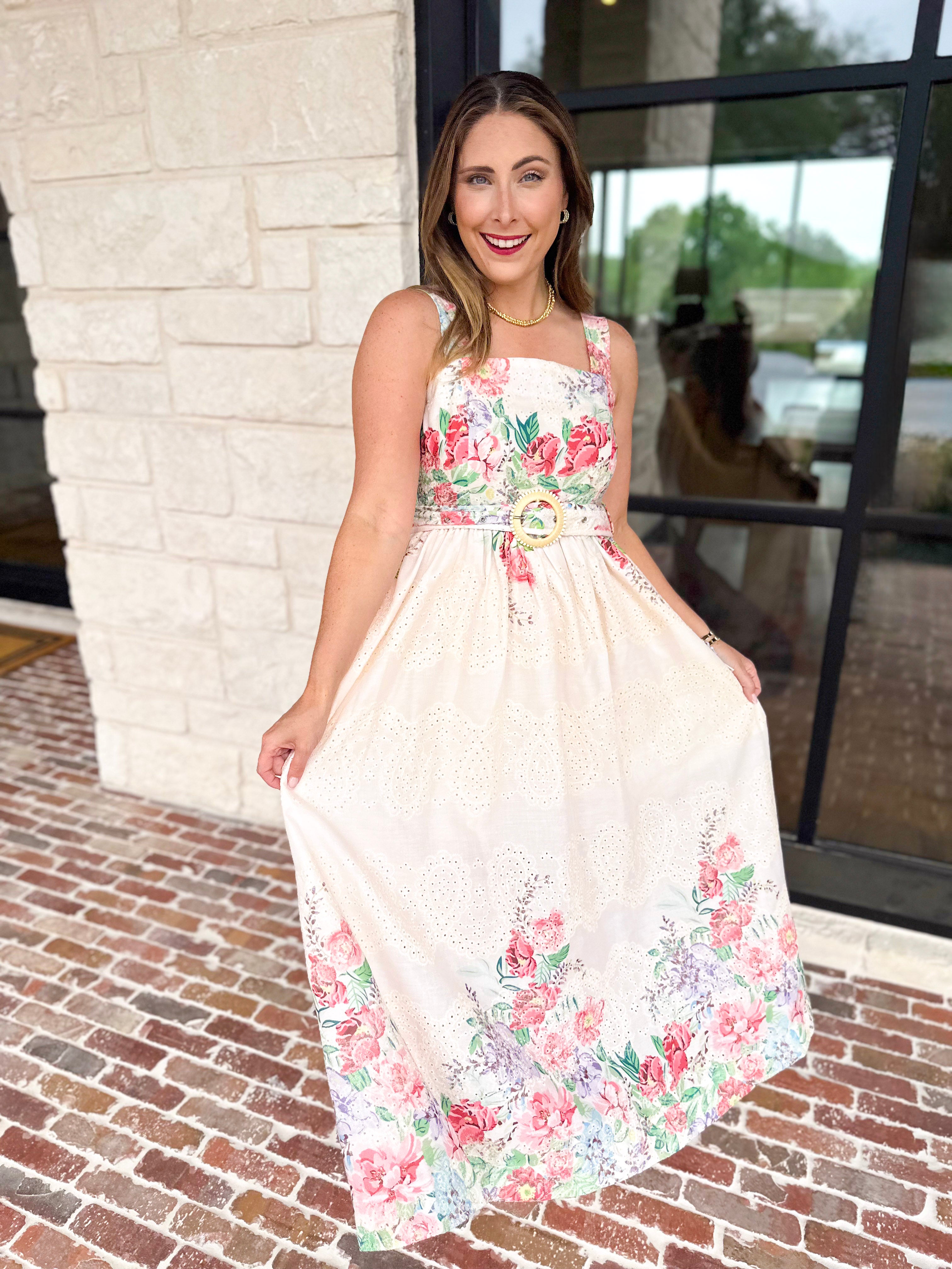 Summertime Garden Midi Dress-500 Midi-ENTRO-July & June Women's Fashion Boutique Located in San Antonio, Texas