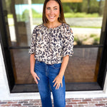 THML - Leopard Print Bubble Top-200 Fashion Blouses-THML-July & June Women's Fashion Boutique Located in San Antonio, Texas