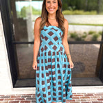 Carried Away Midi Dress - Turquoise-500 Midi-ENTRO-July & June Women's Fashion Boutique Located in San Antonio, Texas
