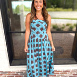 Carried Away Midi Dress - Turquoise-500 Midi-ENTRO-July & June Women's Fashion Boutique Located in San Antonio, Texas