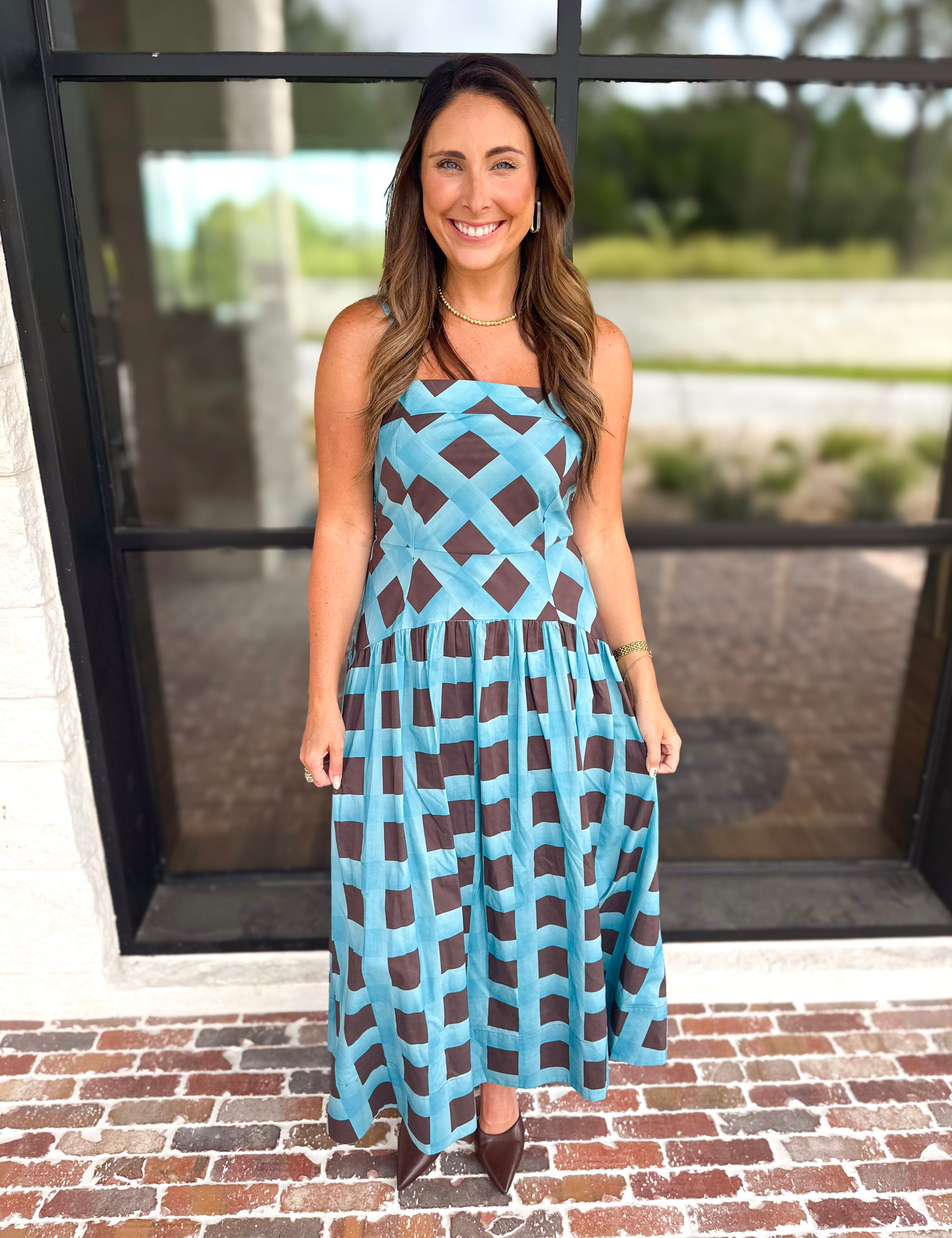 Carried Away Midi Dress - Turquoise-500 Midi-ENTRO-July & June Women's Fashion Boutique Located in San Antonio, Texas