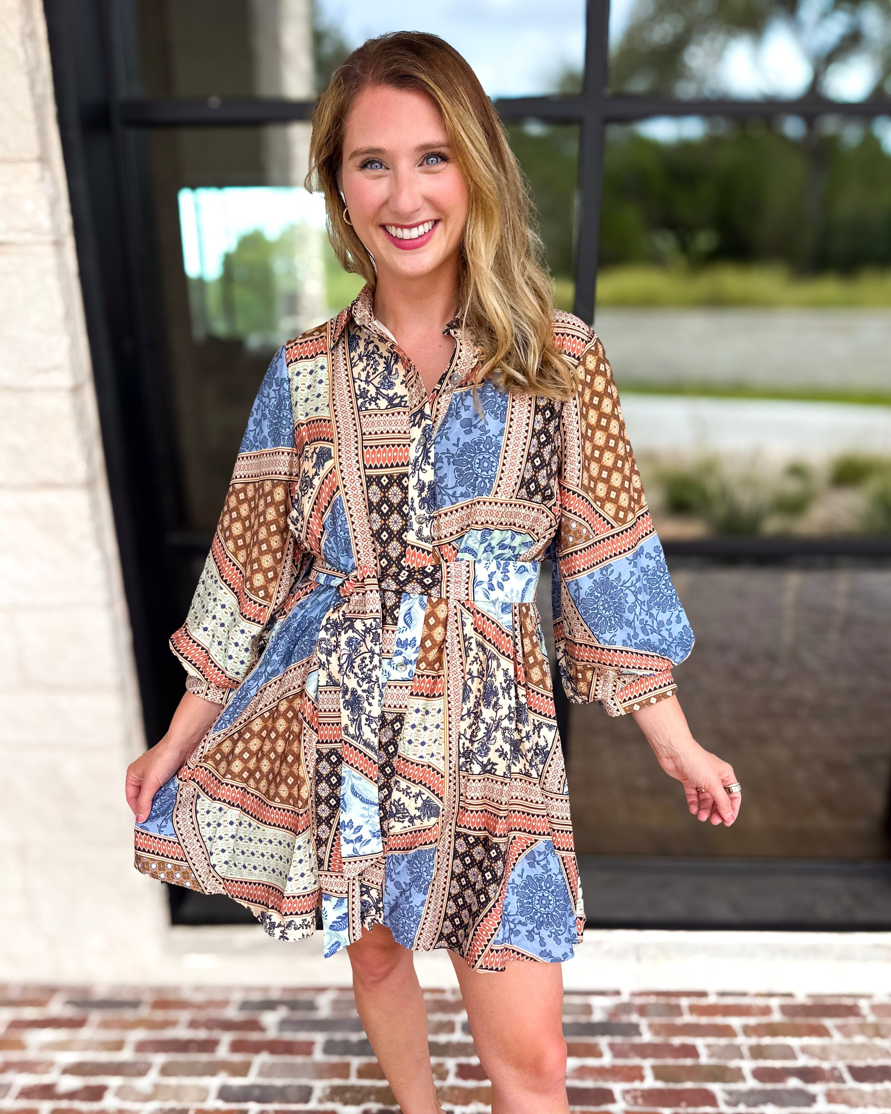 Effortless Mixed Print Mini Dress-510 Mini-ENTRO-July & June Women's Fashion Boutique Located in San Antonio, Texas