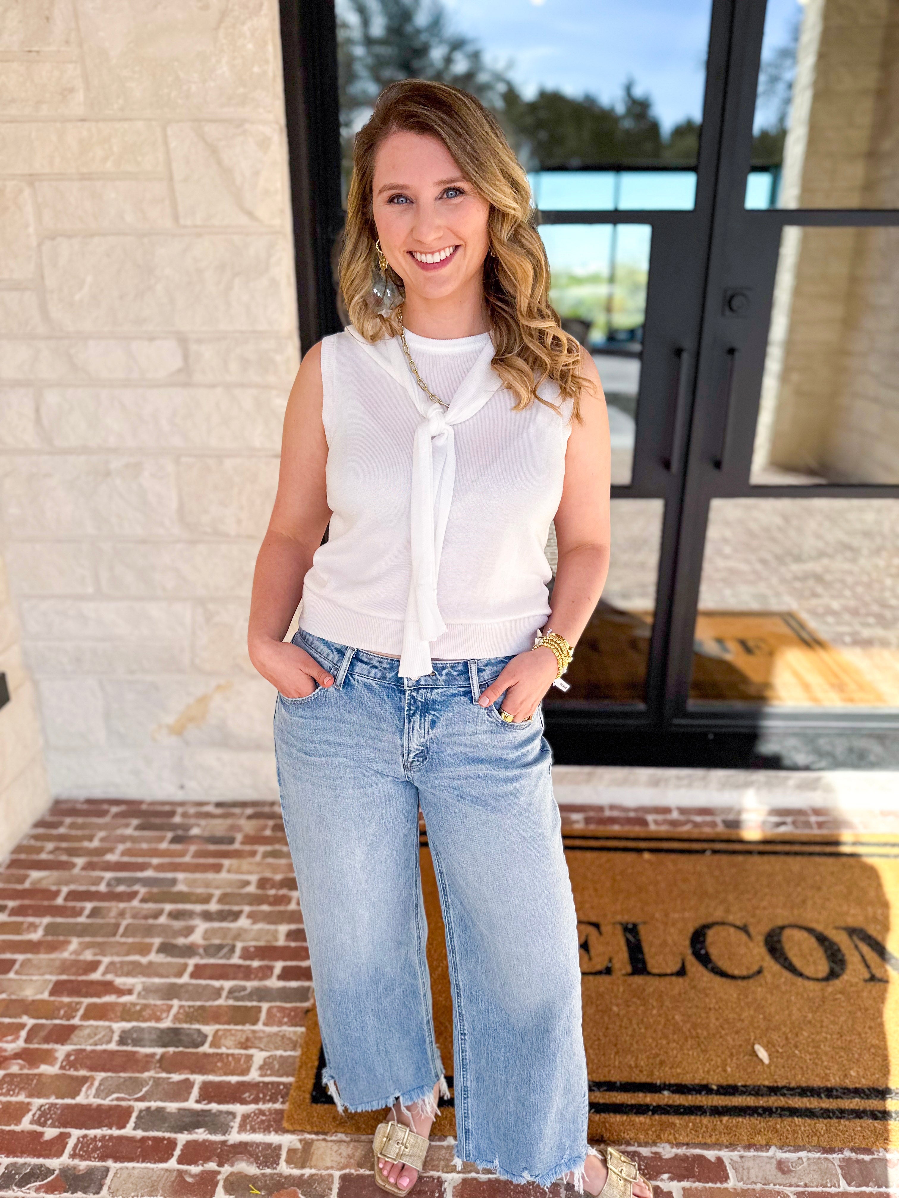 The Country Club Knit Sweater - Ivory-230 Sweaters/Cardis-ENTRO-July & June Women's Fashion Boutique Located in San Antonio, Texas