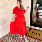The Carrie Midi Dress - Red-500 Midi-IN FEBRUARY-July & June Women's Fashion Boutique Located in San Antonio, Texas