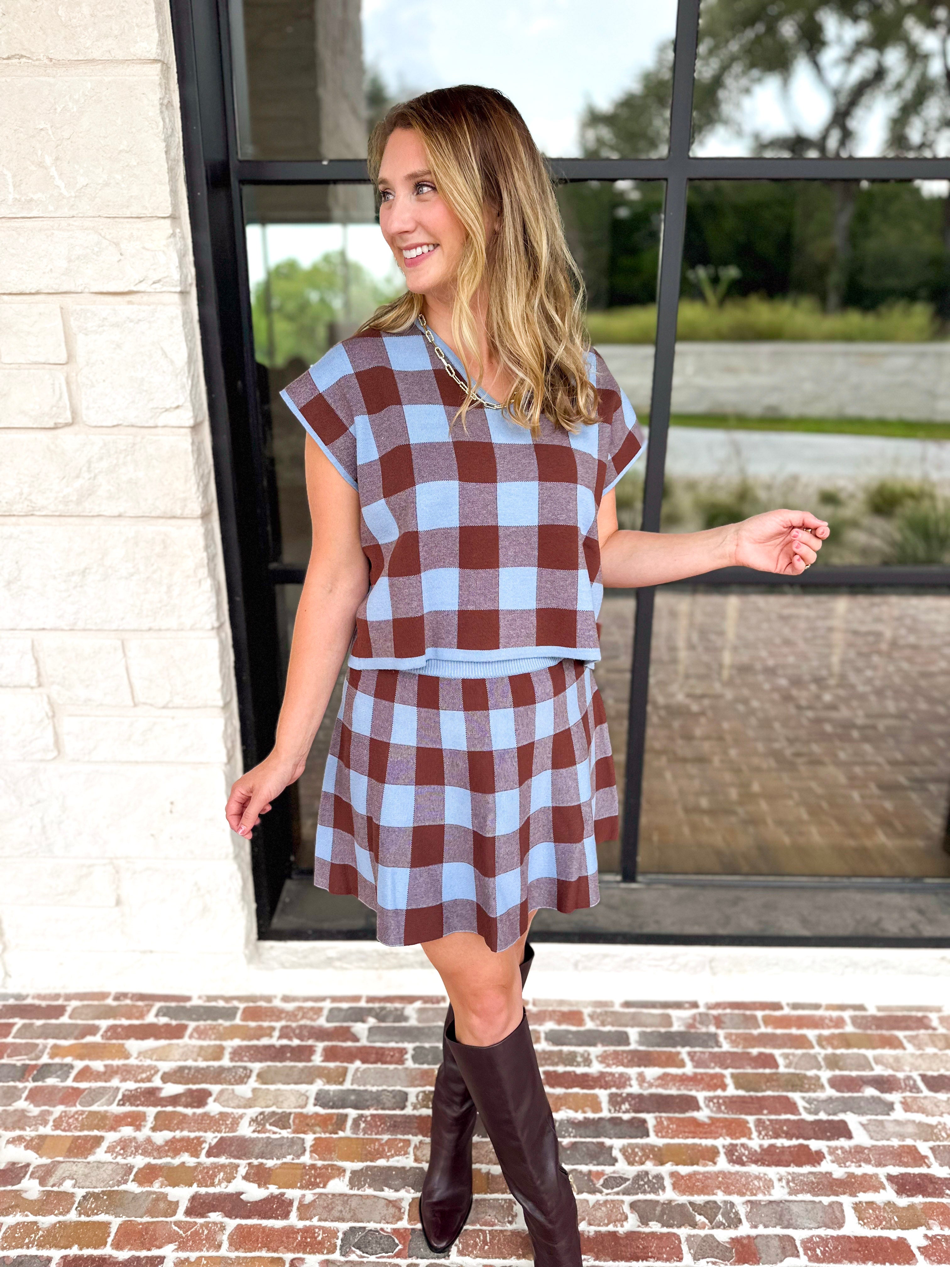 The Margot Set - Chocolate & Blue-510 Mini-ENTRO-July & June Women's Fashion Boutique Located in San Antonio, Texas