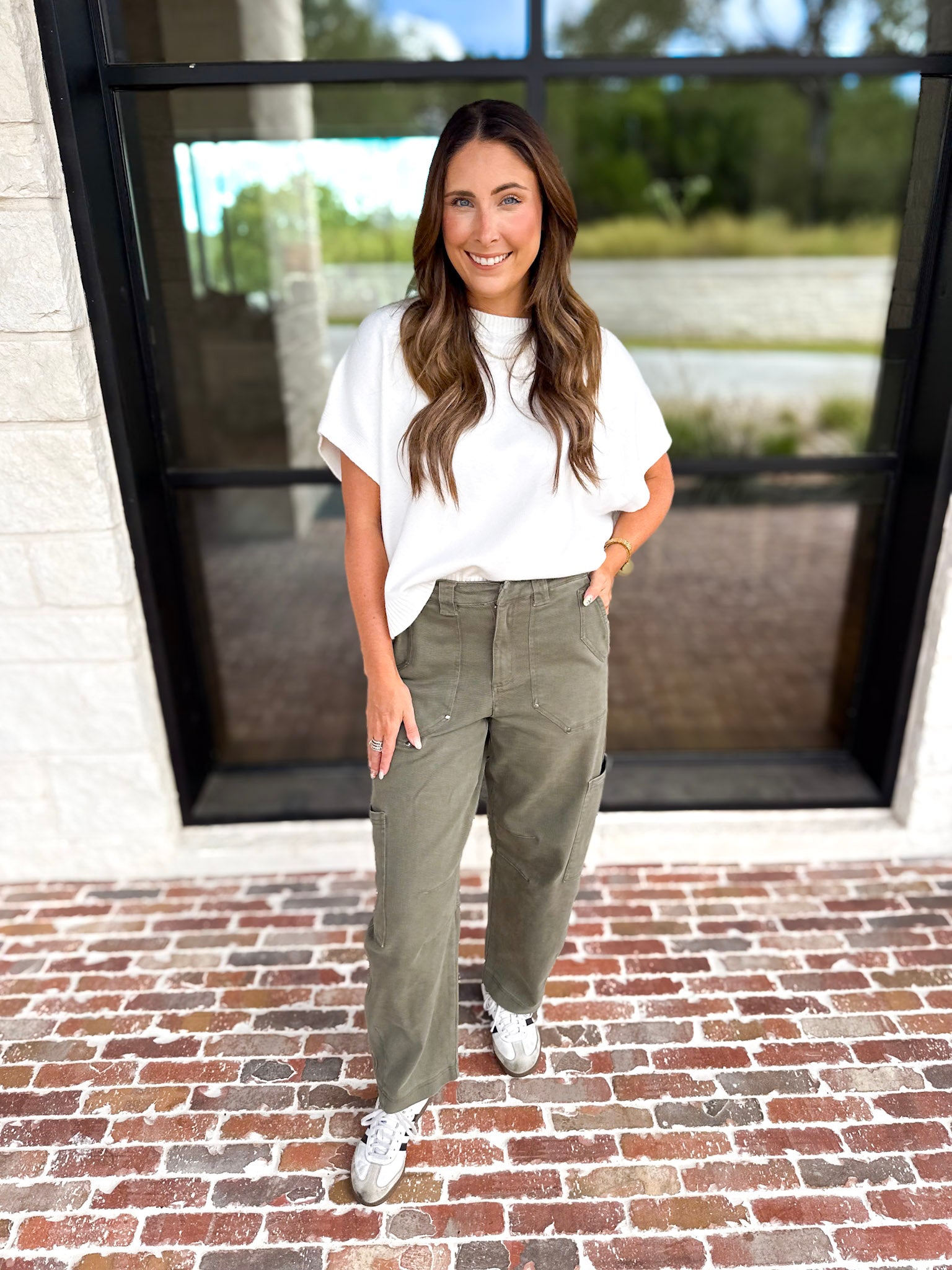 Easy Going Short Sleeve Knit Top - Ivory-230 Sweaters/Cardis-PINCH-July & June Women's Fashion Boutique Located in San Antonio, Texas