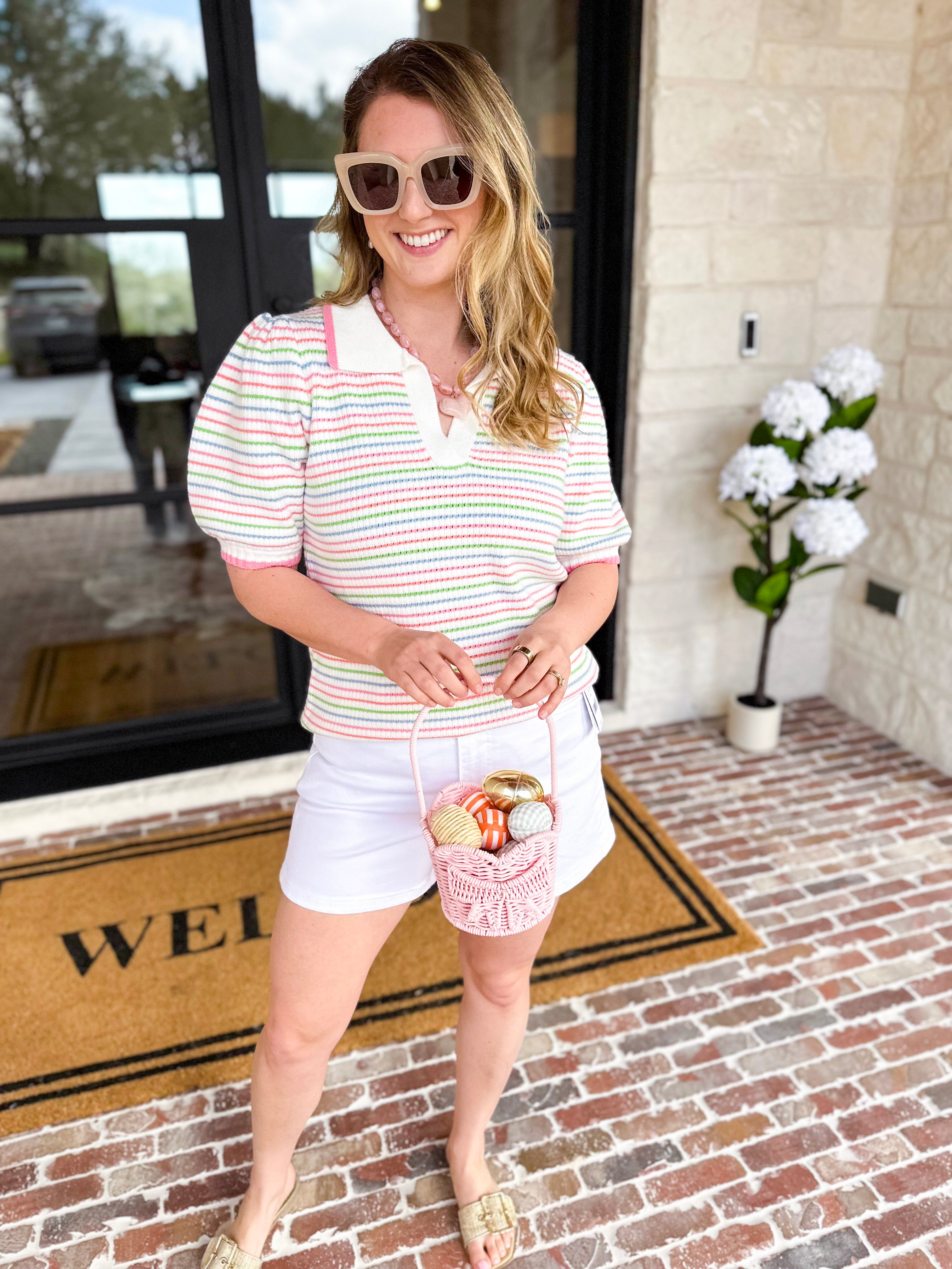 Mary Square - Multi Stripe Knit Top-230 Sweaters/Cardis-MARY SQUARE-July & June Women's Fashion Boutique Located in San Antonio, Texas