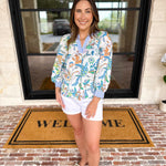 Current Air - Floral Contrast Stripe Blouse-200 Fashion Blouses-CURRENT AIR CLOTHING-July & June Women's Fashion Boutique Located in San Antonio, Texas